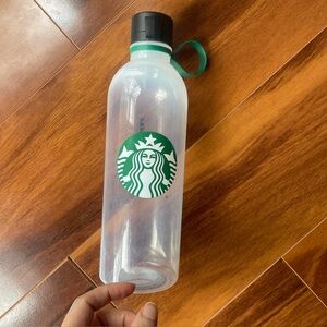 Starbucks Classic Siren Plastic Reusable Water Bottle 24 oz. Clear Flip Lid EUC